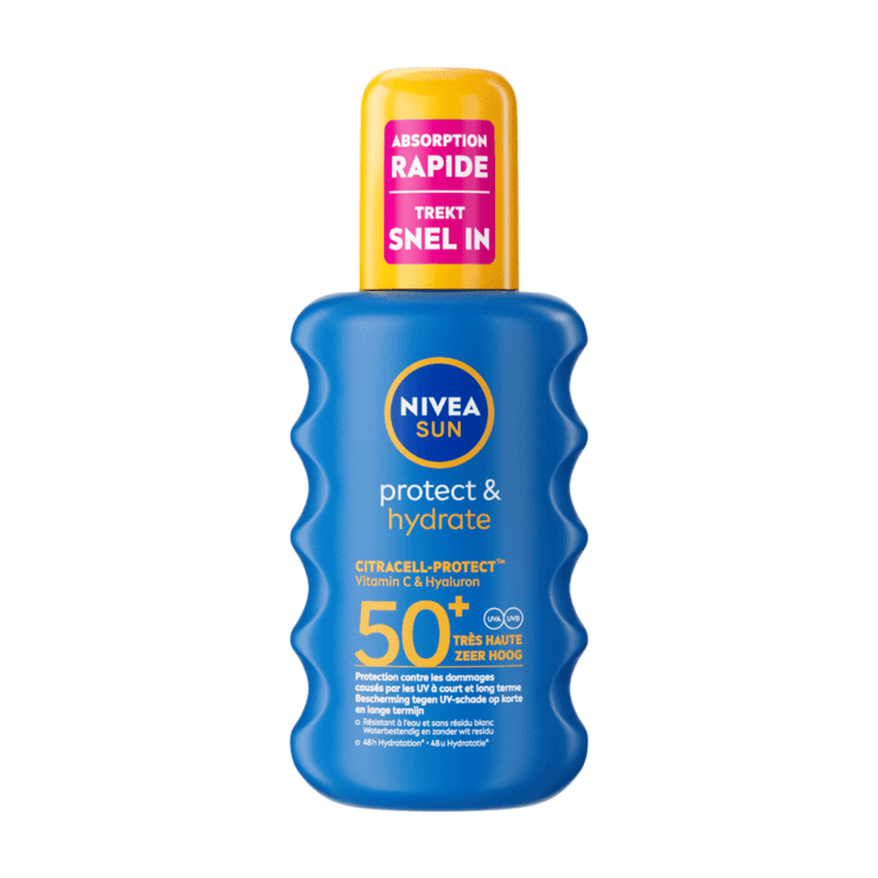 NIVEA SUN Protect & Hydrate Zonnebrand Spray - SPF 50 - Zonnespray - Hydrateert - Met Vitamine C - 200 ml