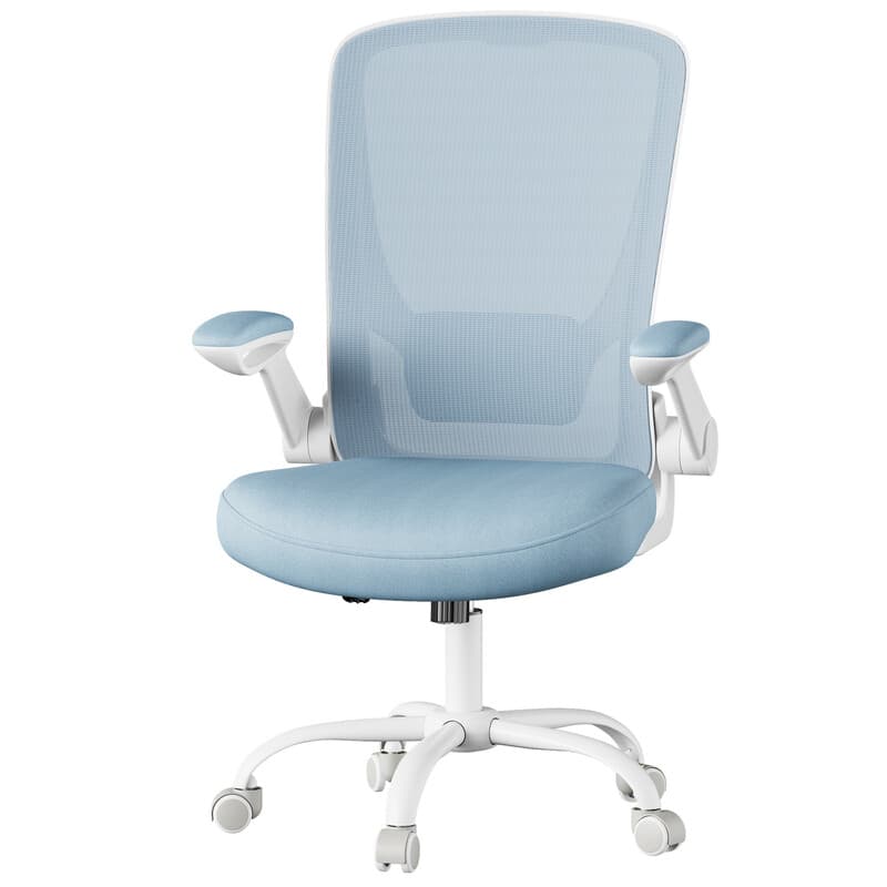 Ochama Ergonomische Bureaustoel, Draaistoel met Kantelfunctie, Meshstoel, Grote Zitting, blauw