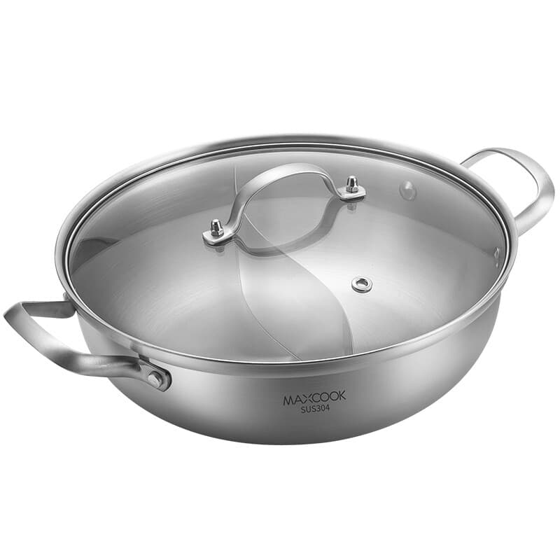Maxcook 3-Lagen 304 Rvs Dubbele Smaak Hotpot - Met Glasdeksel - 30cm