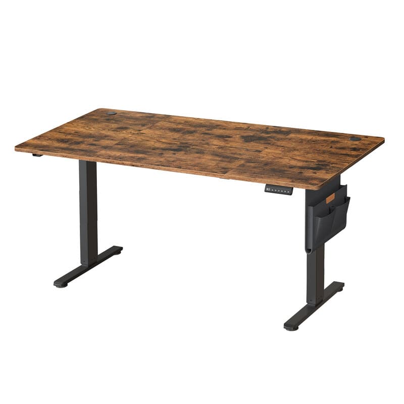 Ochama Elektrisch in hoogte verstelbaar bureau, 180 x 80 cm, traploos verstelbaar, geheugenfunctie met 4 hoogtes, vintage bruin