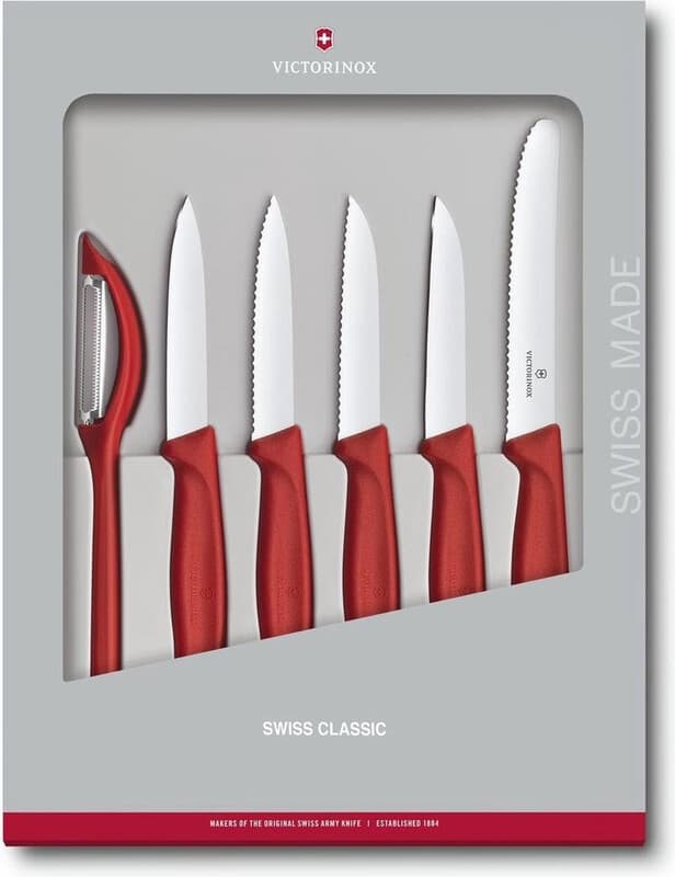 Victorinox Zwitsers Klassiek Keukenmes Set - 6 Stuks, Rood