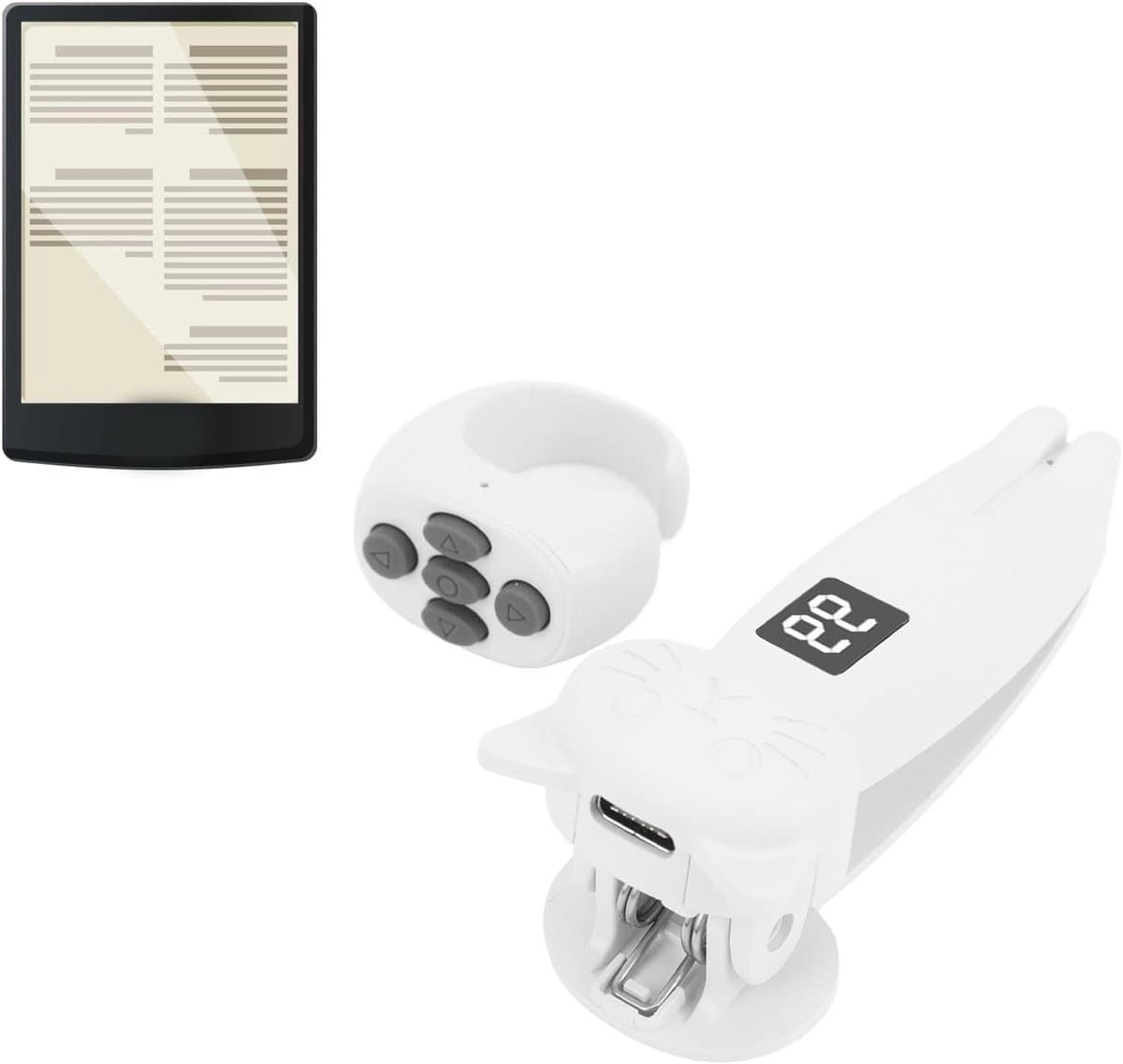 Draadloze Afstandsbediening voor Pagina's om te Lezen, Foto's te Maken en Video's op Tablets en E-readers te Besturen (Wit)