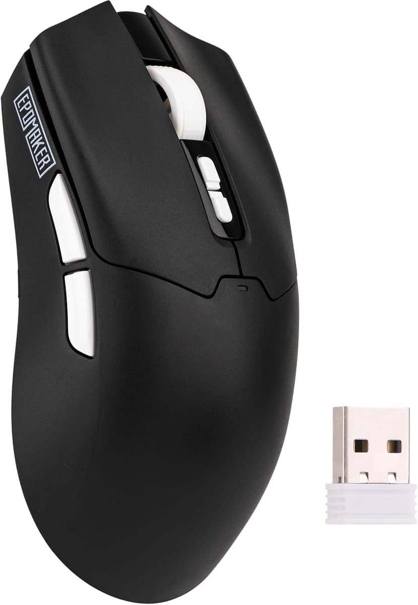 EPOMAKER Click Lite - Draadloze Gaming Muis - 59g Ultralicht - PAW3311 Sensor - 12.000 DPI - Tri-Mode (2.4G/BT/USB-C) - 500mAh Batterij - 5 Programmeerbare Knoppen - Zwart