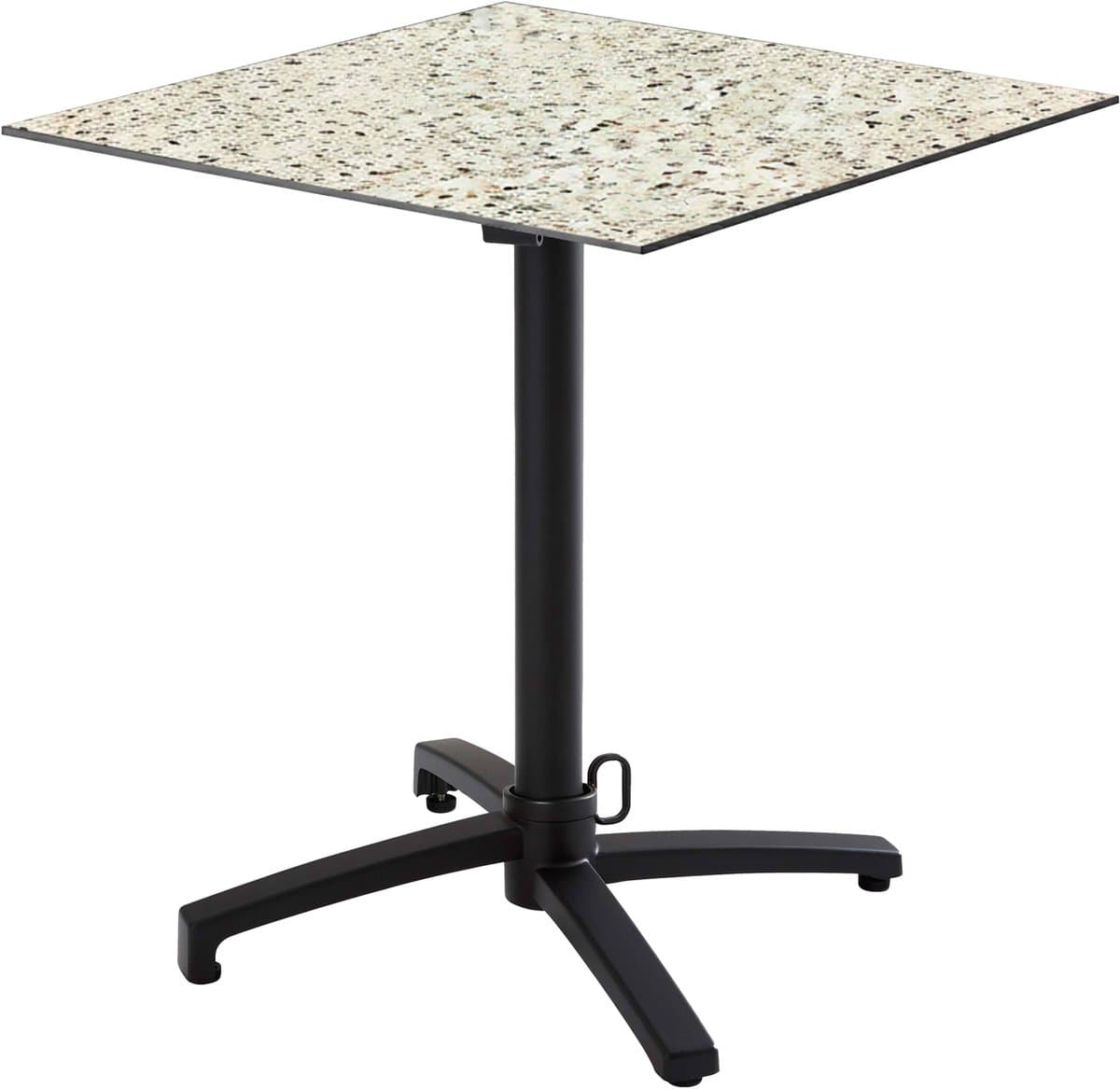 Oviala - Vierkante kantelbare bistrotafel voor in de tuin 60 cm 4 zitplaatsen terrazzo - Opera