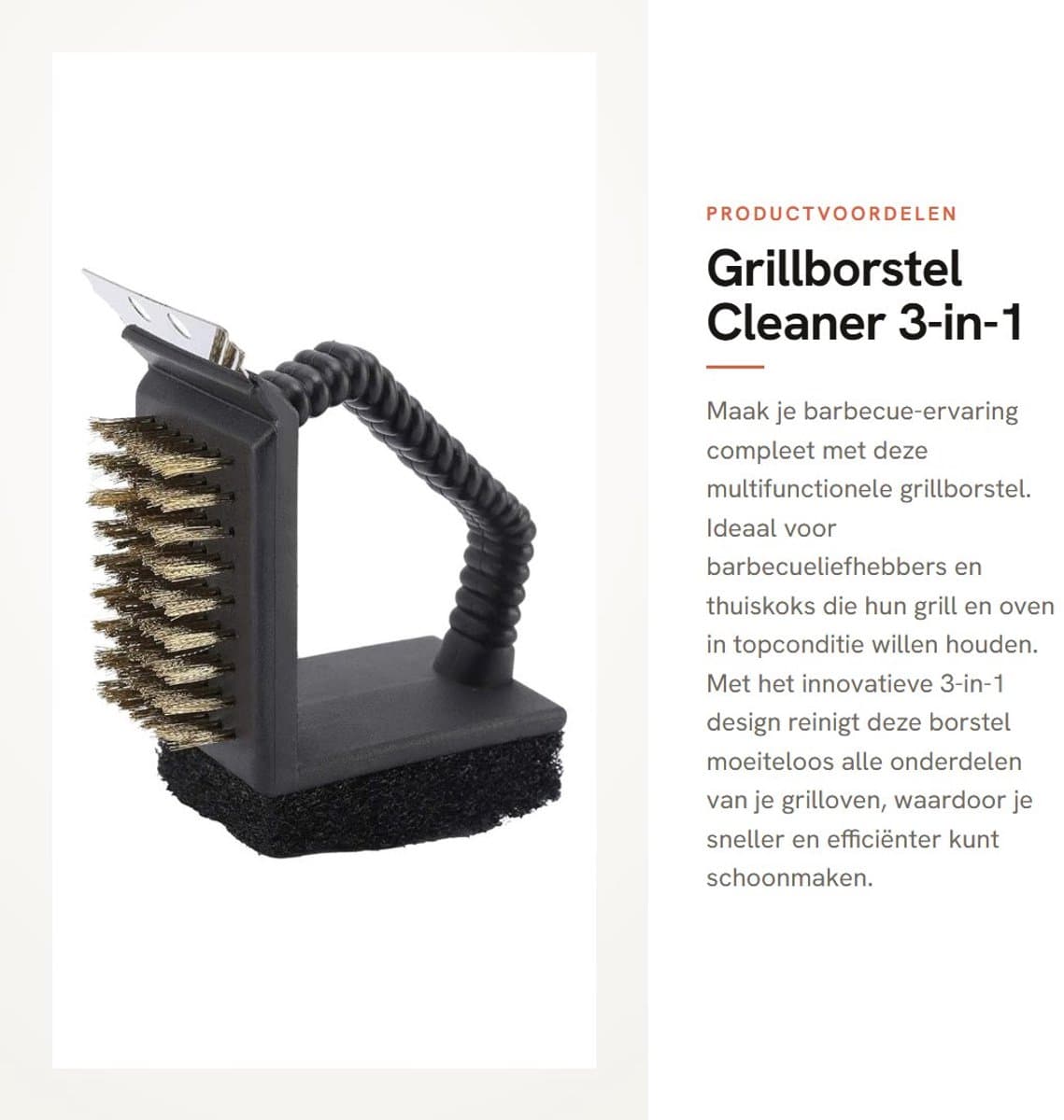 Dailygoods- Grillborstel 3-in-1 Design - Roestvrij Staal - Reinigingsset voor Grill/Oven - Veilig Handvat - Geschikt voor Gas/Kolenovens - Efficiënt Schoonmaken - Barbecueborstel