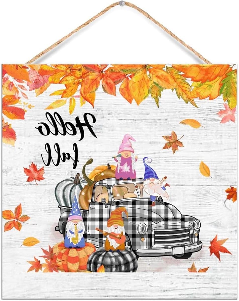 Houten Bord - Decoratief Plaatje - Herfst Decoratie - Met Touw - 12x305 cm - Stijl