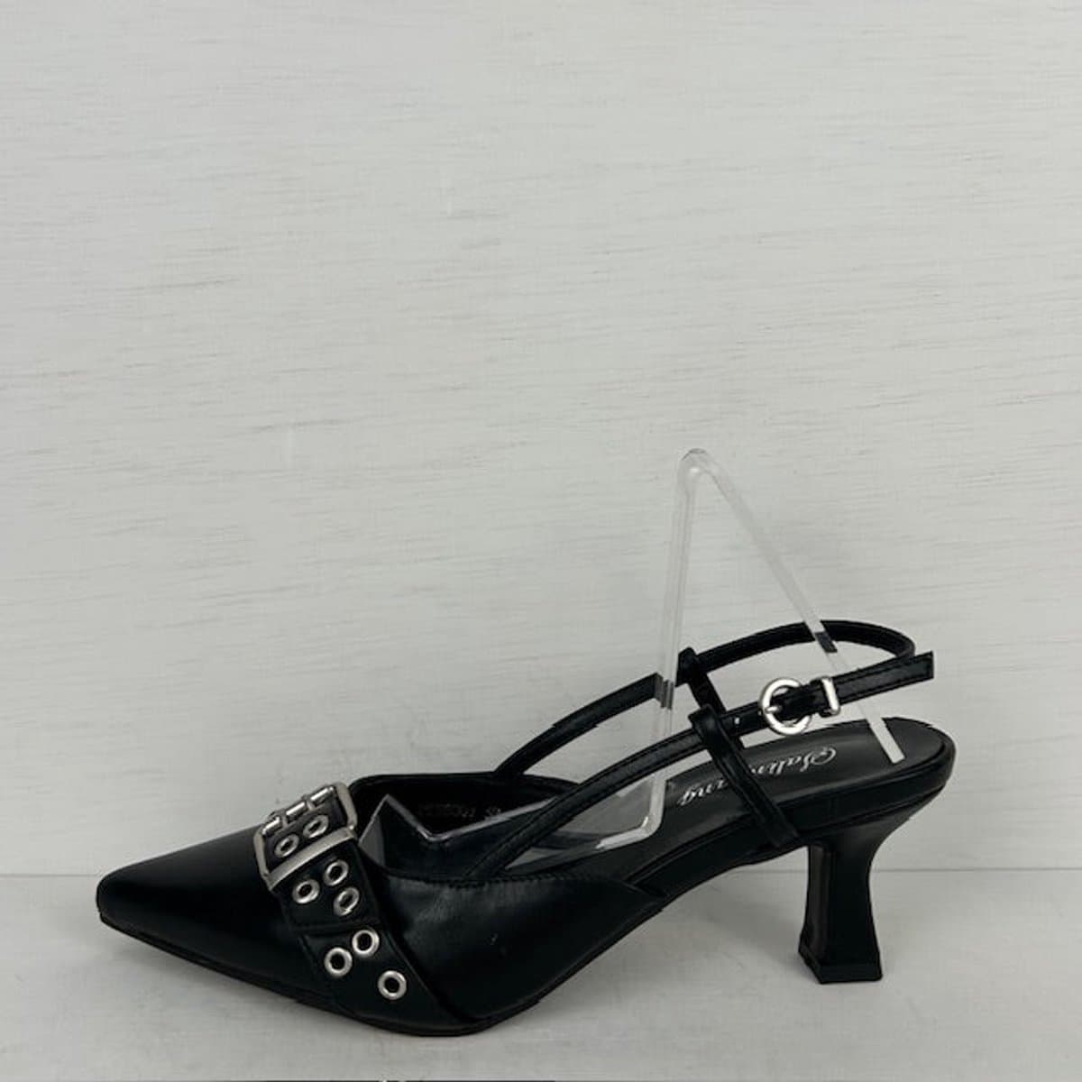 Stoere slingbacks met hakje zwart Zwart / 36