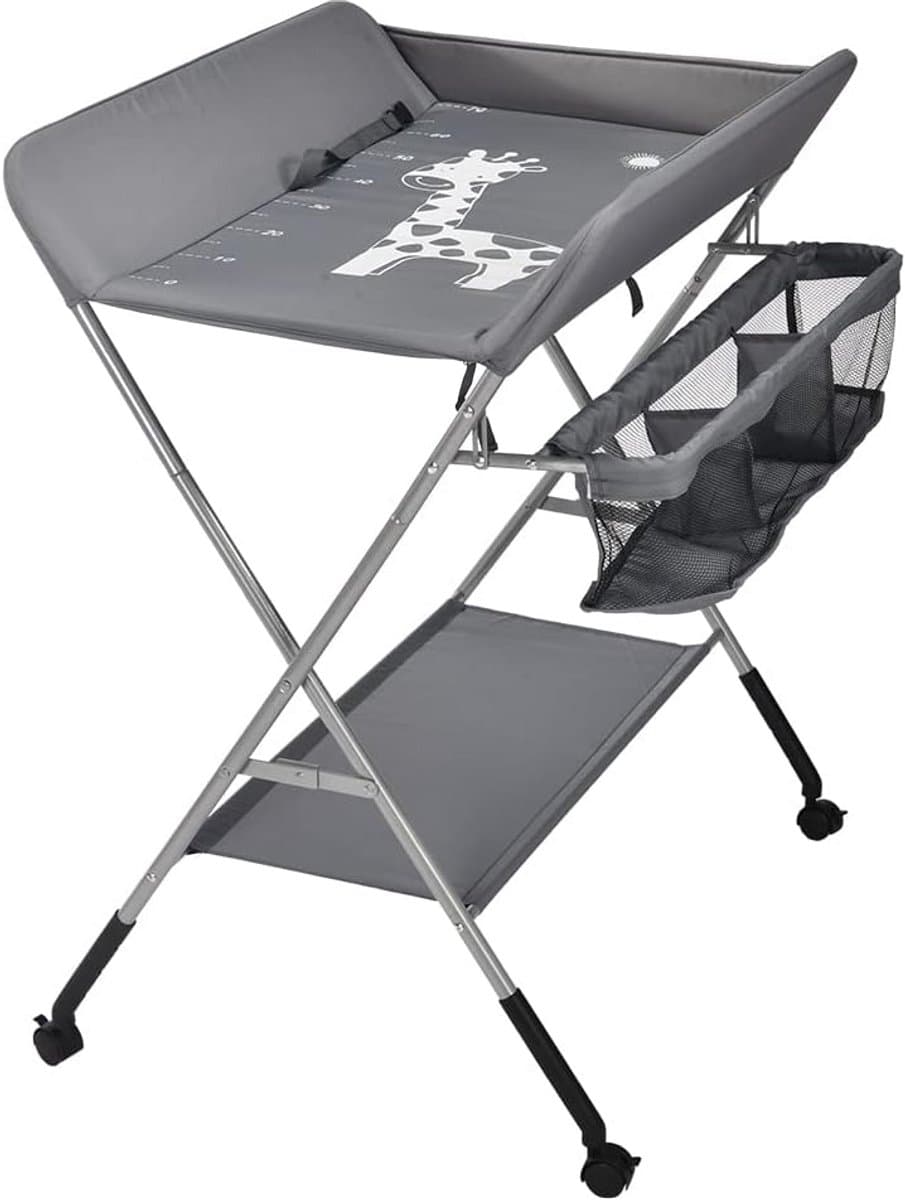 Inklapbare Verschoontafel - Baby Commode - Luiers Verschoonen - In Hoogte Verstelbaar - 80 x 65 cm - Grijs
