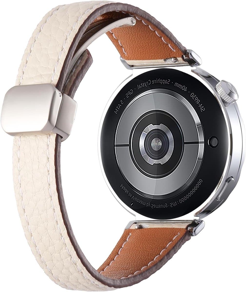Dunne 20mm Litchi Patroon Leren Horlogeband met Magnetische Gesp voor Garmin Forerunner en Vivoactive Series