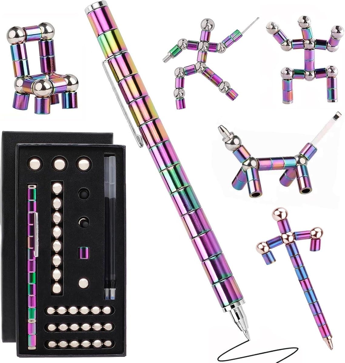 Cadeaus voor mannen, adventskalender 2025, vulling voor kinderen, magnetische fidget-pen, magnetische balpen, kerstcadeau, voor mannen, jongens, vrouwen, kinderen, tieners