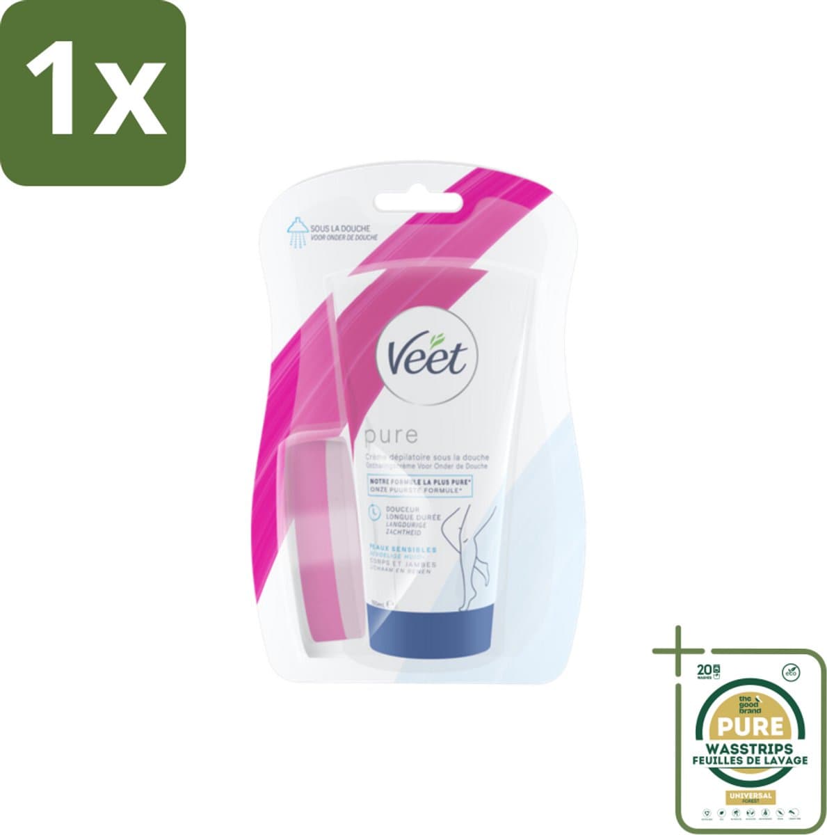 1 x Veet - Ontharingscrème - Gevoelige Huid In Douche - Gemakkelijk Gebruik - 150 ml- Ontharing Crème - Gevoelige Huid - Ontharing Onder De Douche - Ontharing Crème Gevoelige Huid - Ontharing Crème In Douche