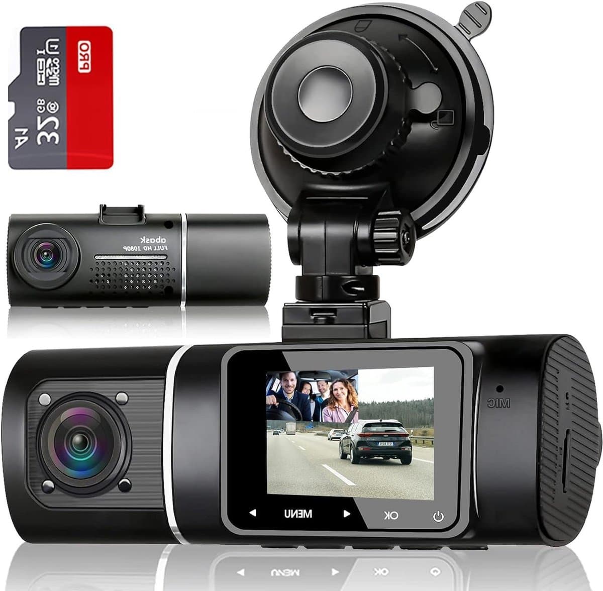 Auto Camera - Ritregistratie Camera - Veiligheid Onderweg - Dubbele Opname - 310 Graden - Zwart