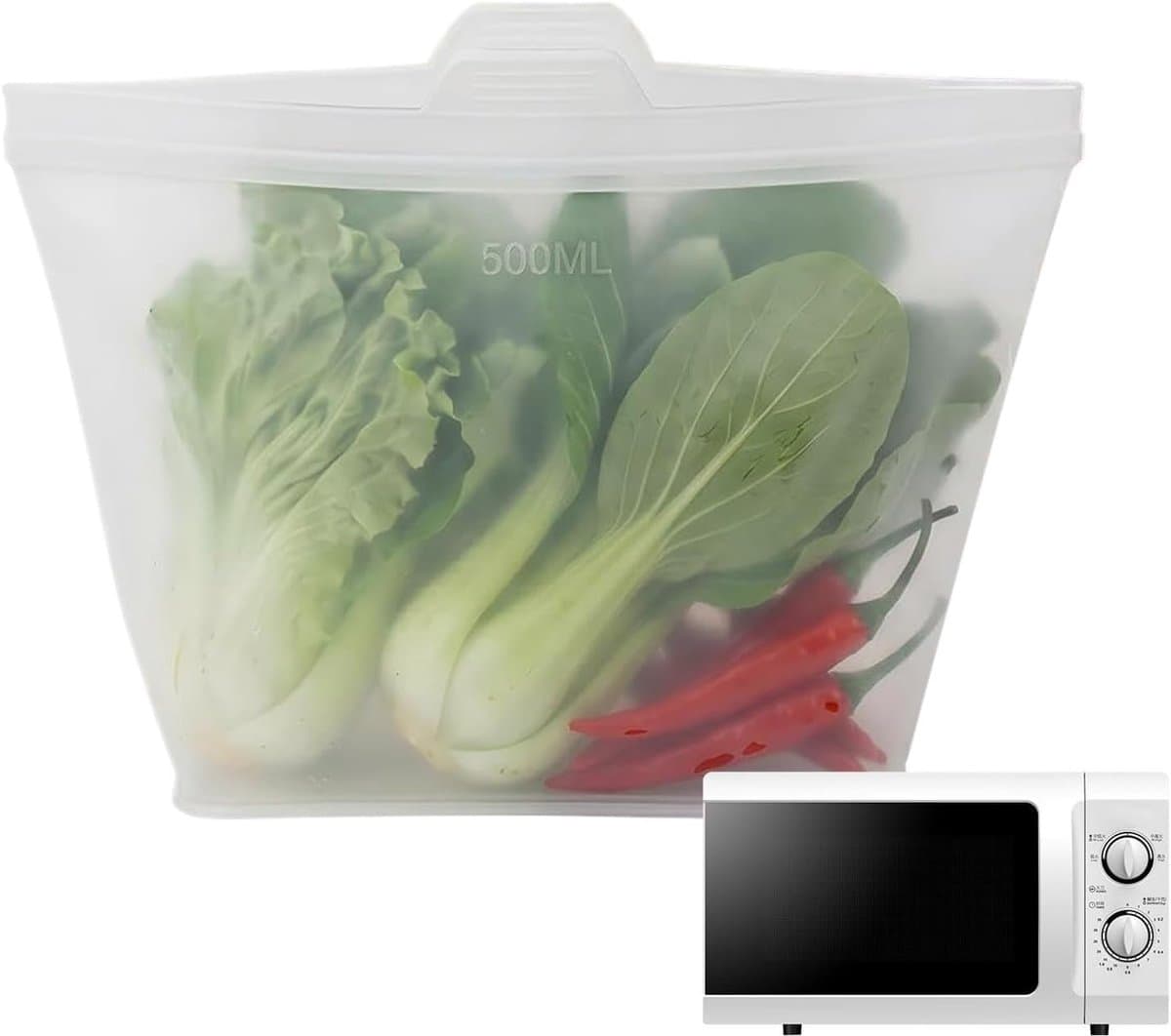 Diepvries Bewaarzakjes - Herbruikbare Containers - Voedsel Opslaan - Luchtdichte Ritssluiting - 500ml - Transparant
