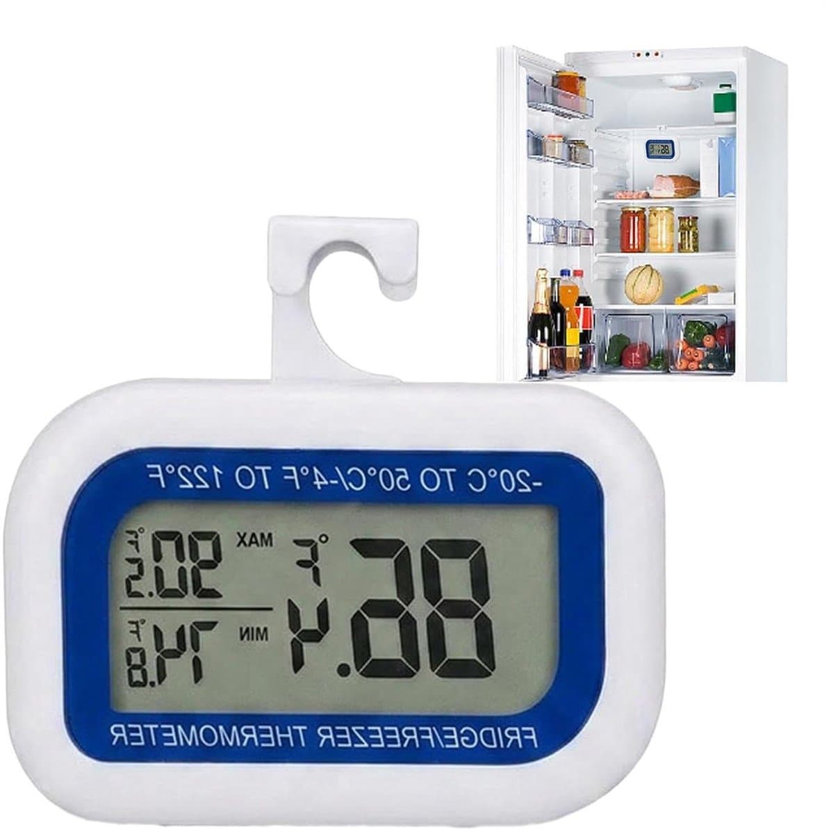 Digitale Koelkast Thermometer - Vriezer Meter - Voedsel Veilig Houden - Max Min Registratie - 9 cm - Wit