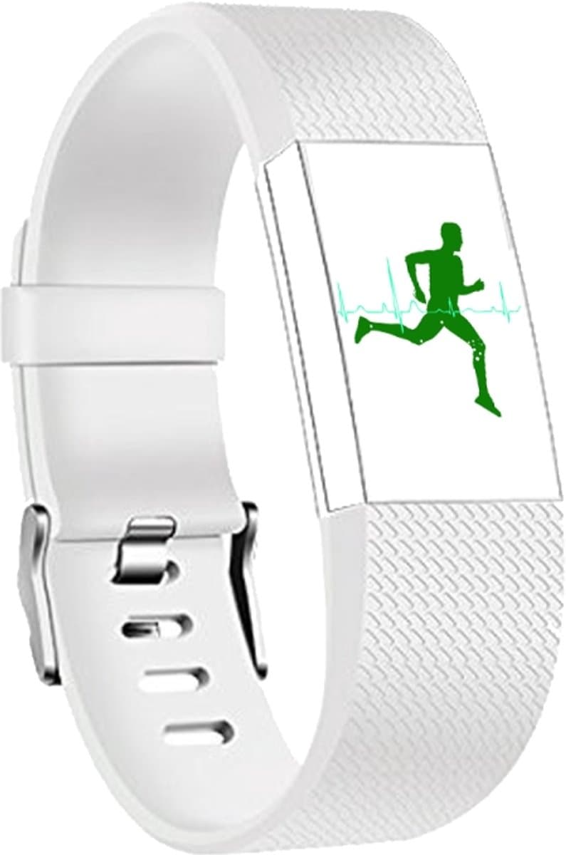 Verstelbare sportpolsband met vierkant patroon voor FITBIT Charge 2, maat: S, 10,5 x 8,5 cm (wit)
