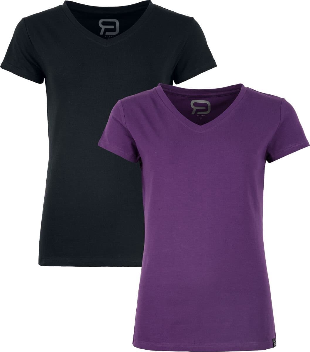 R.E.D. Rock-Engineered Design Zwarte/groene basic tops met knoopsluiting - Dames - L
