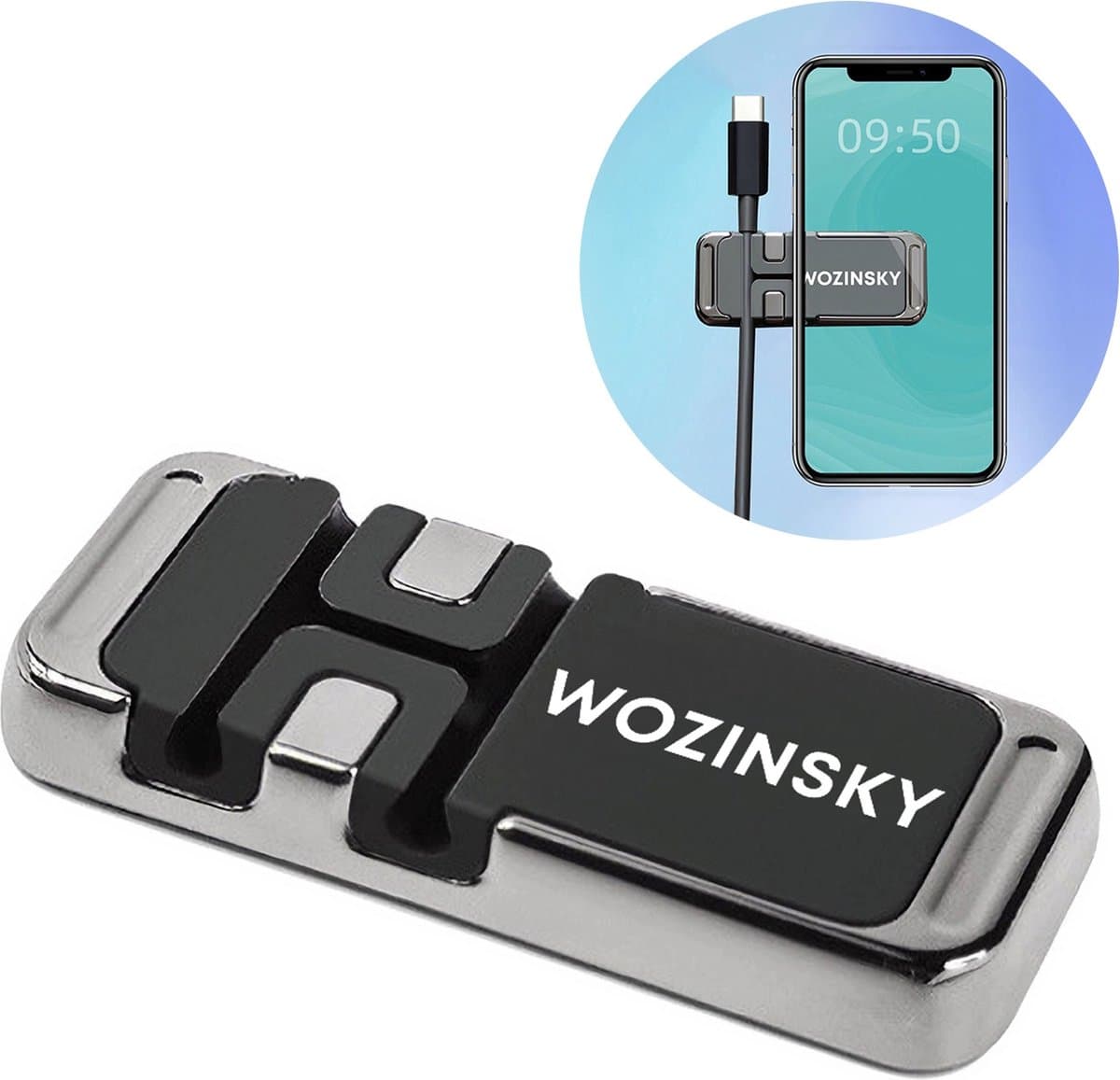 Wozinsky - magnetische - telefoonhouder met kabelorganizer - (WMCDO-B1)