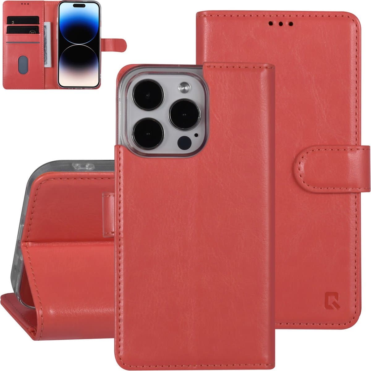 UNIQ Accessory Apple iPhone 14 Pro Book Case Telefoonhoesje - Roze PU Leer, Bescherming van Telefoon.