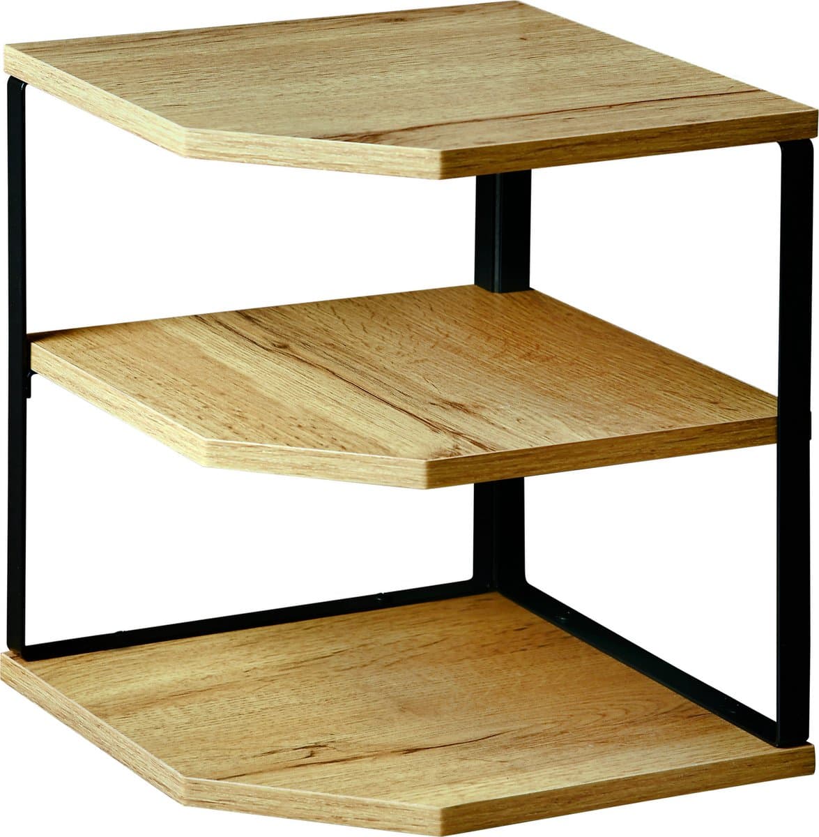 Kesper Keuken aanrecht hoek etagere - 2 niveaus - hout/metaal - organizer - 26 x 26 x 28 cm - verhoger