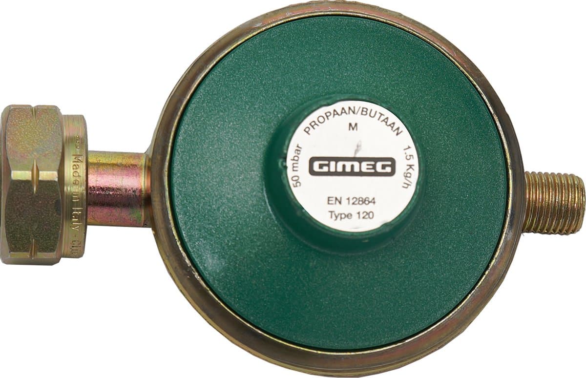 Gimeg Universele Gasdrukregelaar 1/4 Inch Links 50Mbar - Drukregelaars los - Groen