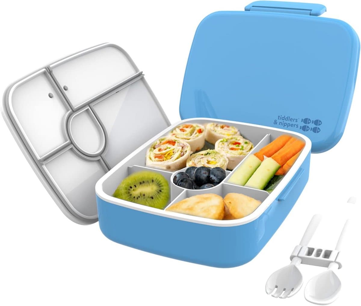 Lunchbox met 5 vakken - Lekvrije bento box met bestek, magnetron- en vaatwasmachinebestendig