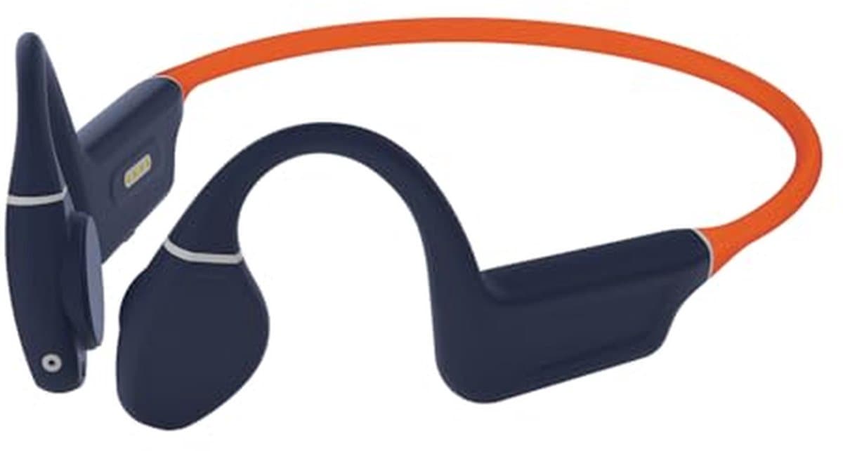 Creative Outlier Free Pro+ Wireless Waterproof Bone Conduction Headphones with Adjustable Conductions, Integrated 8GB MP3, Up to 10 Hours Battery Life, Integrated Microphone, Blue and Orange