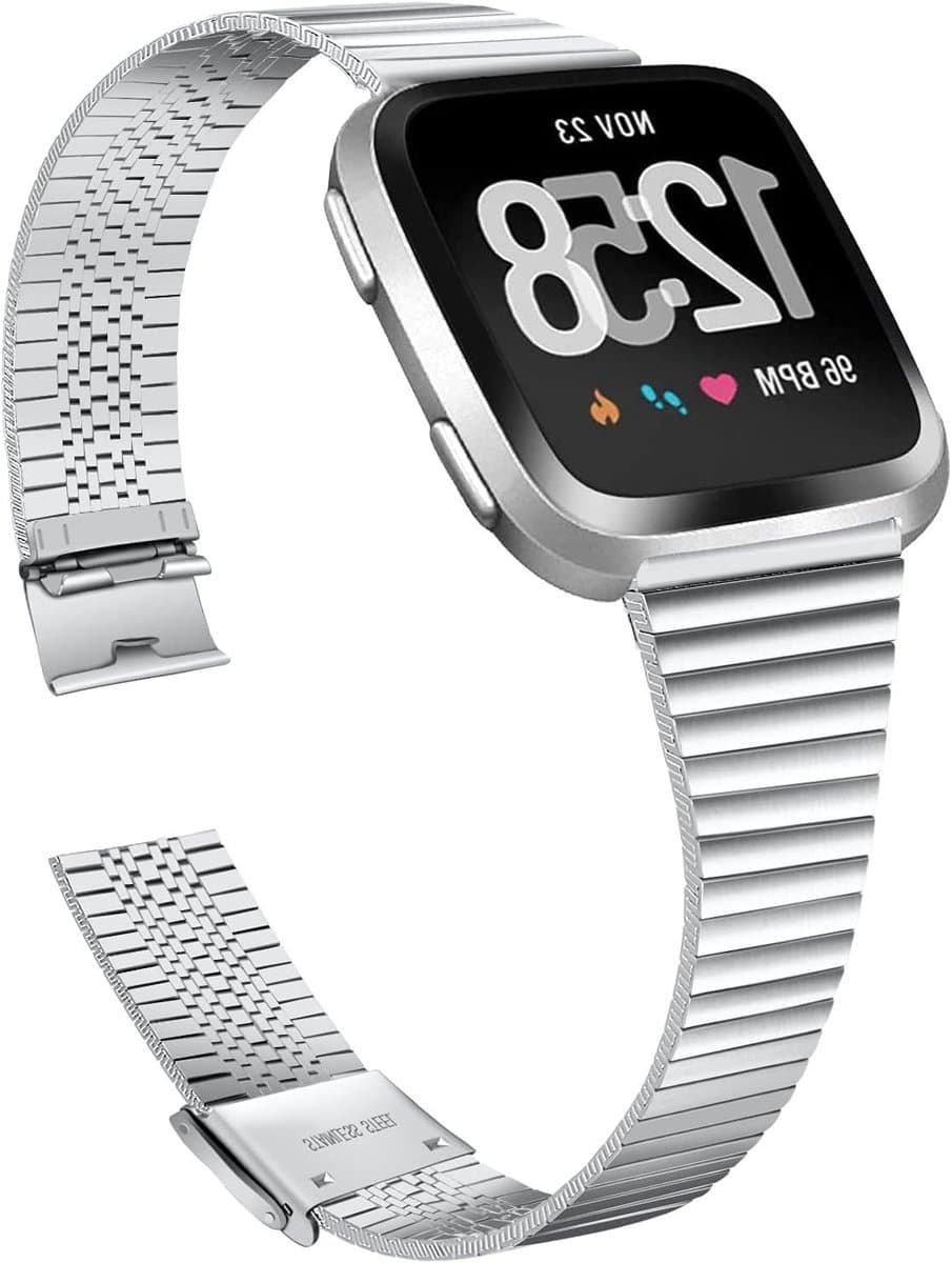 Verstelbare RVS Sportarmband voor Fitbit Versa 2, Versa en Versa Lite - Slank en Duurzaam Design voor Mannen en Vrouwen