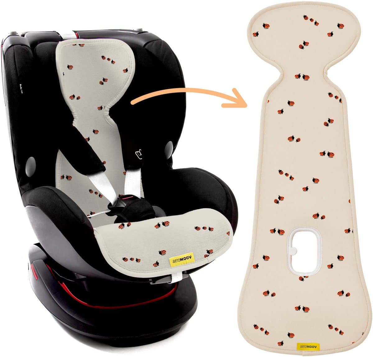 AeroMoov Air Layer – Inlegkussen Autostoel – Ademend & Warmteregulerend - Groep 1 - Lady Bugs