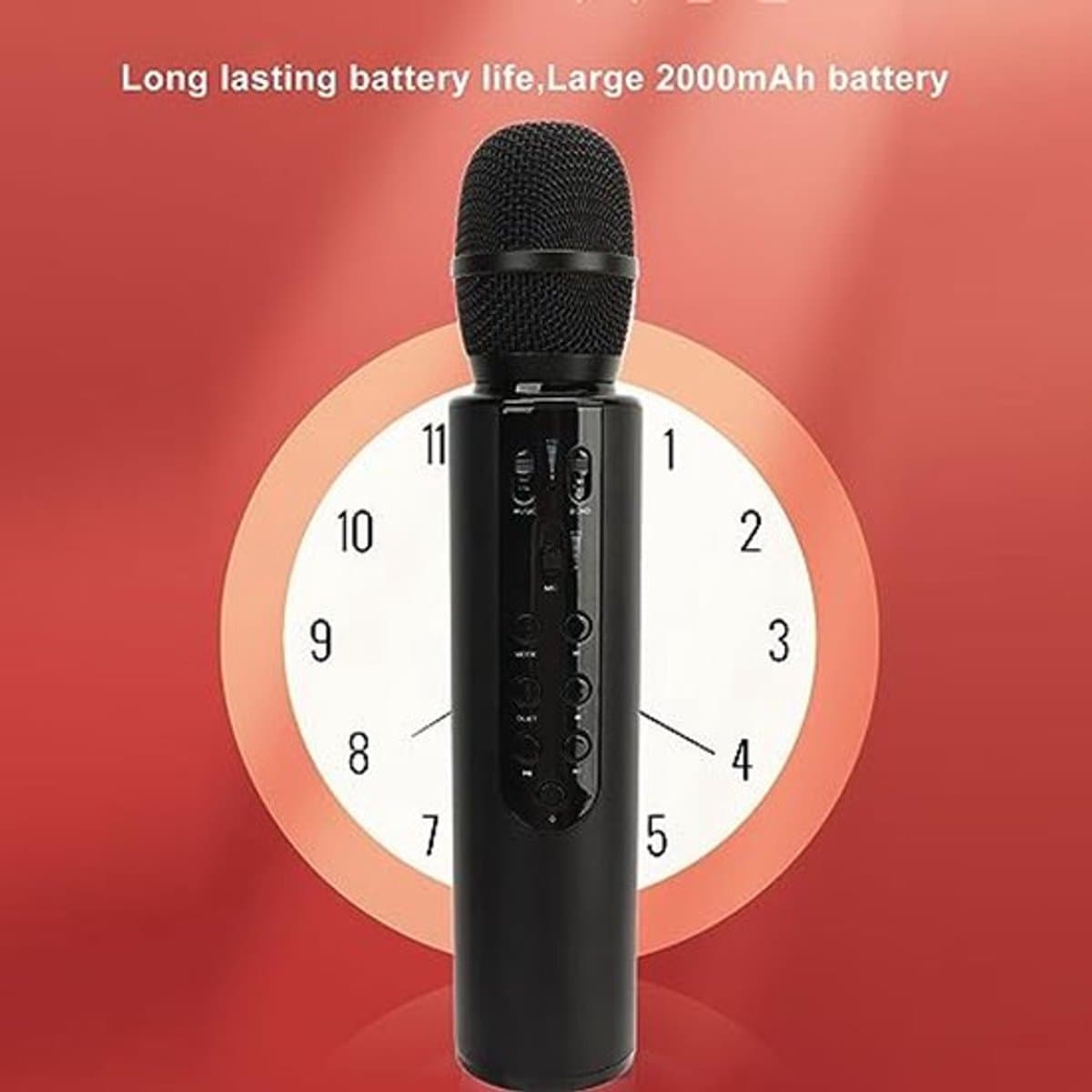 Microfoon, draadloze handmicrofoon, zangmicrofoon met dubbele luidspreker voor karaokefeestjes thuis, voorlezen of opnemen
