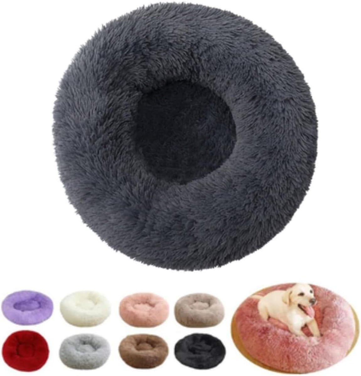 Huisdier mand - Kattenkussen Hondenkussen - Rustgevend slapen - Antislip en wasbaar - Diameter 40cm - Grijs