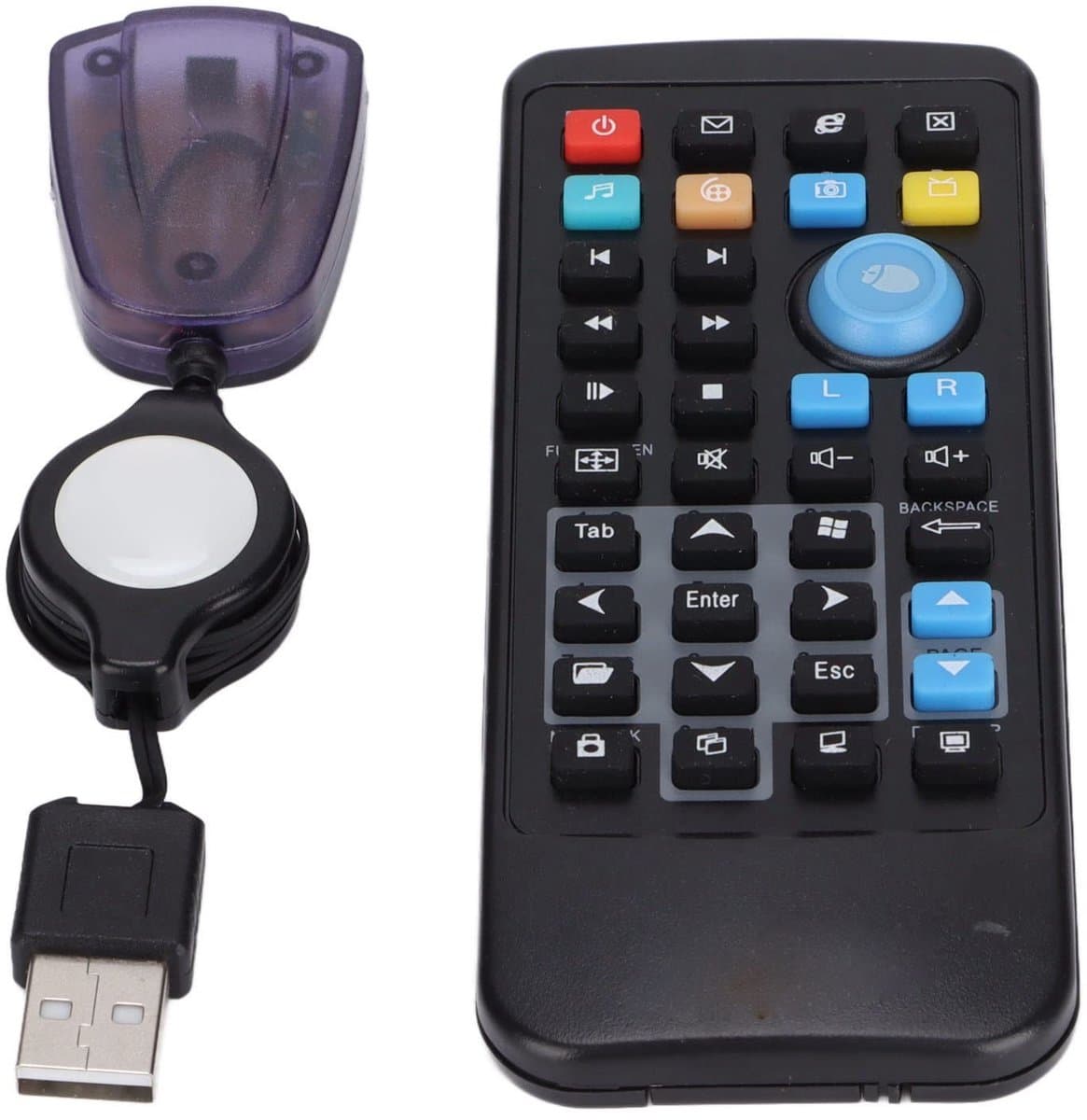 Jhubersproducts - PC Computer Afstandsbediening - Draadloze Controller - 18m Bereik - Mini USB - Multimedia Controller - Geschikt voor DVD MP3 Audio -