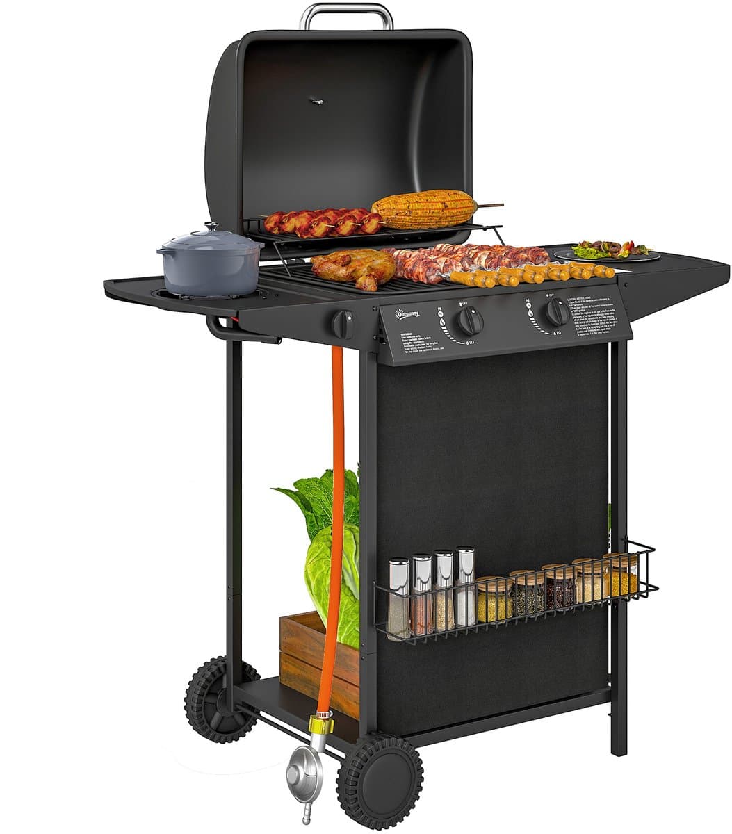 Outsunny - Gasbarbecue - Staal - 107L x 54B x 96H cm - Zwart