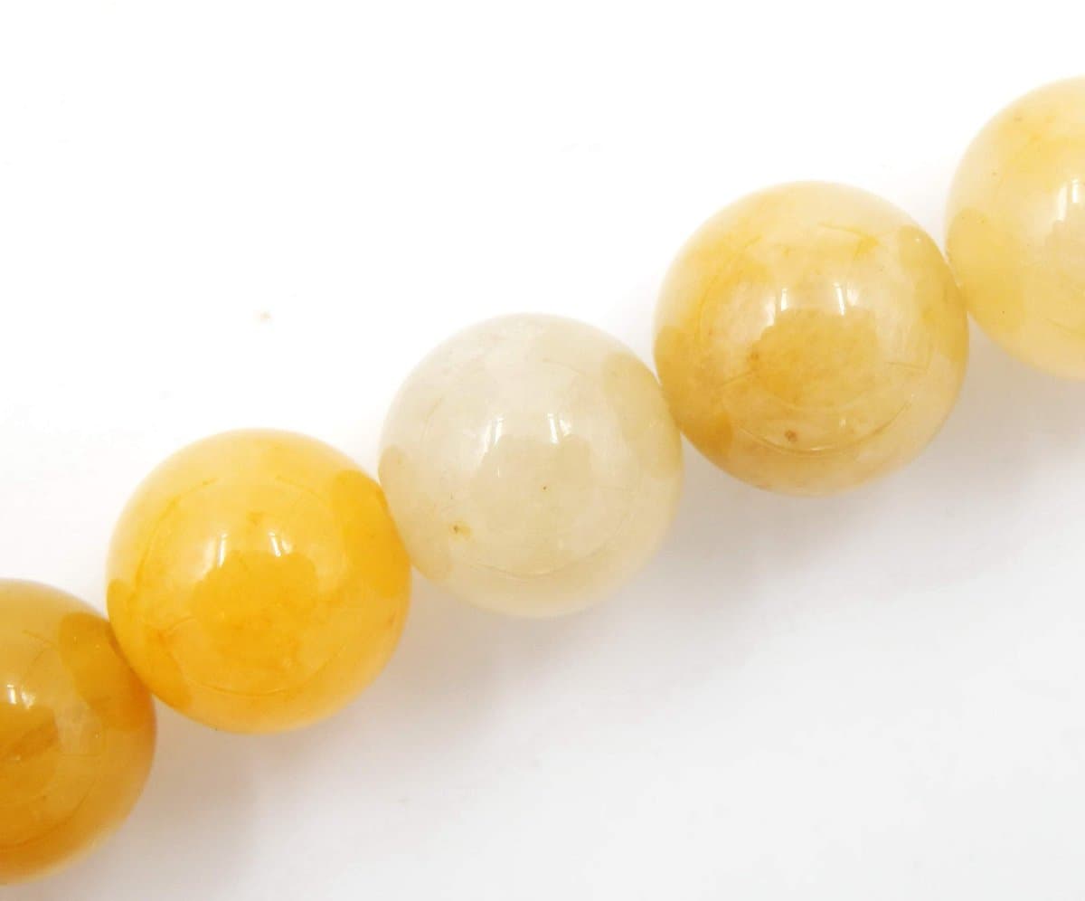Fukugems kralen met rekkoord voor het maken van sieraden Losse stenen kralen voor doe-het-zelf Energiestenen helende armband 6 mm = 128 stuks en 1 rol koord Gele aventurijn 6 mm