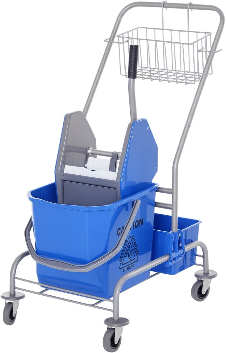 HOMCOM-Putzwagen-Kunststoff, Metall-72L x 49,5B x 95H cm-Blau