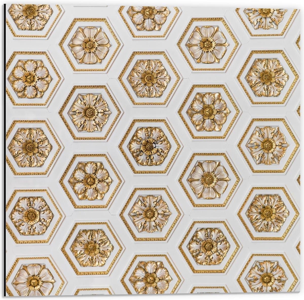 Dibond - Tegeltjes op Witte Muur - 50x50cm Foto op Aluminium (Wanddecoratie van metaal)