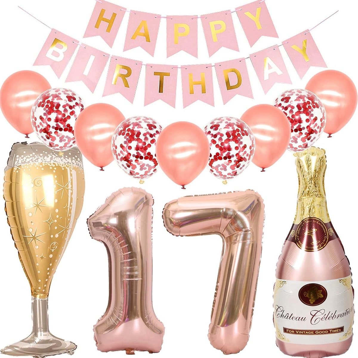 Hart folieballon - Roségoud - 30 inch (30 cm) - Folie en Latex Verjaardagsdecoratie - Voor 17 Jaar Meisjes