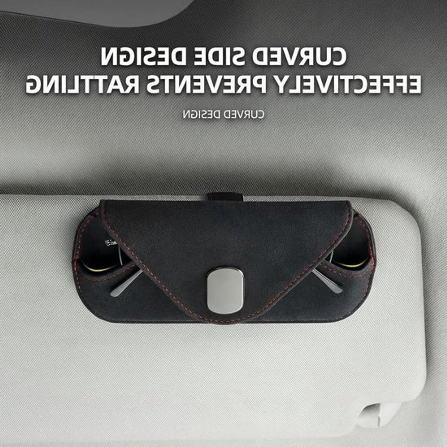 Zonnebrilhouder voor auto - Brillenkoker met clips - Voor onderweg - Magnetische sluiting - Compact ontwerp - Zwart