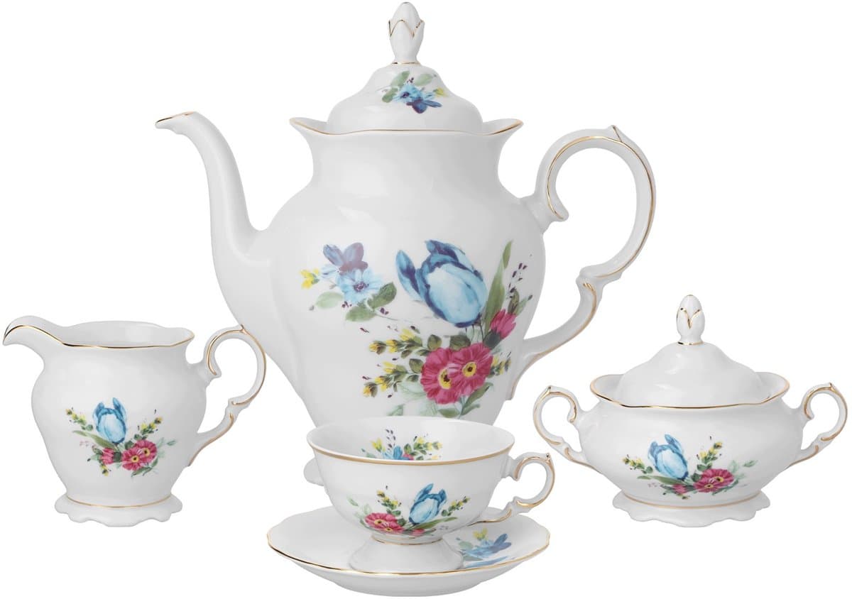 Ćmielów Alaska Botanica Koffieservies 6 pers. 21 Delen Porselein