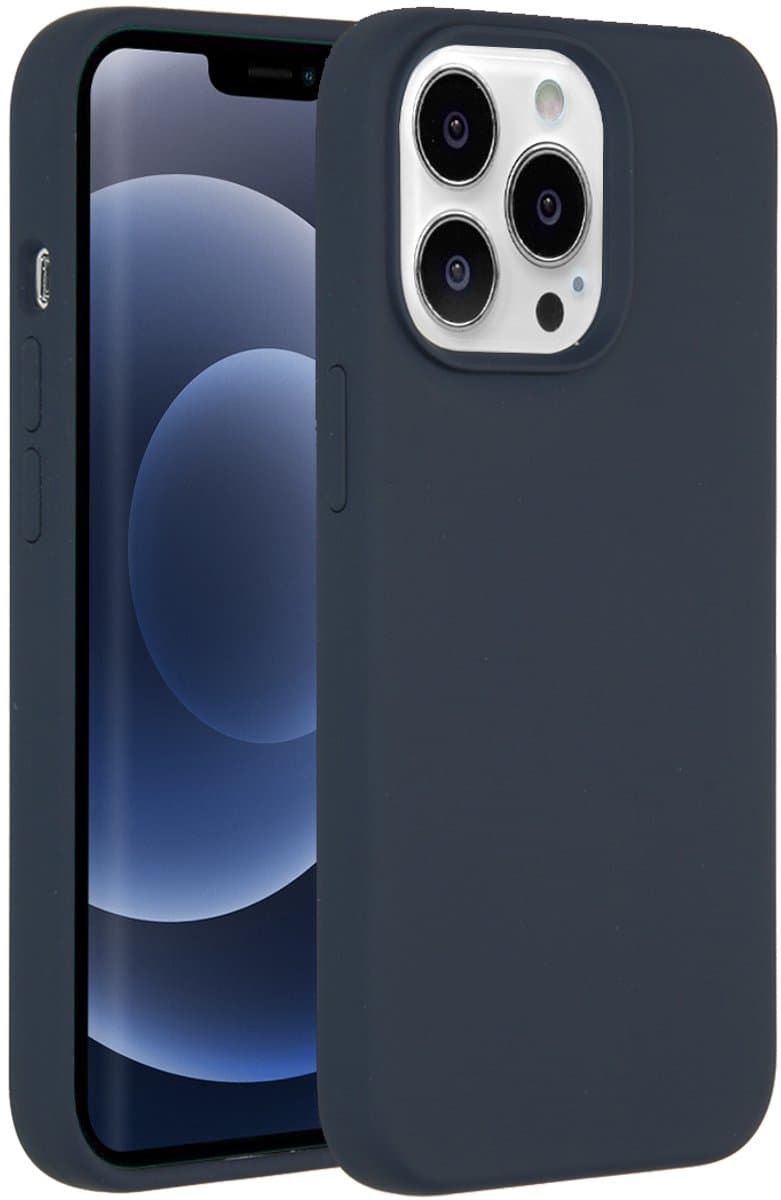 Accezz Hoesje - Geschikt voor Apple iPhone 13 Pro - Liquid Silicone Backcover - Donkerblauw