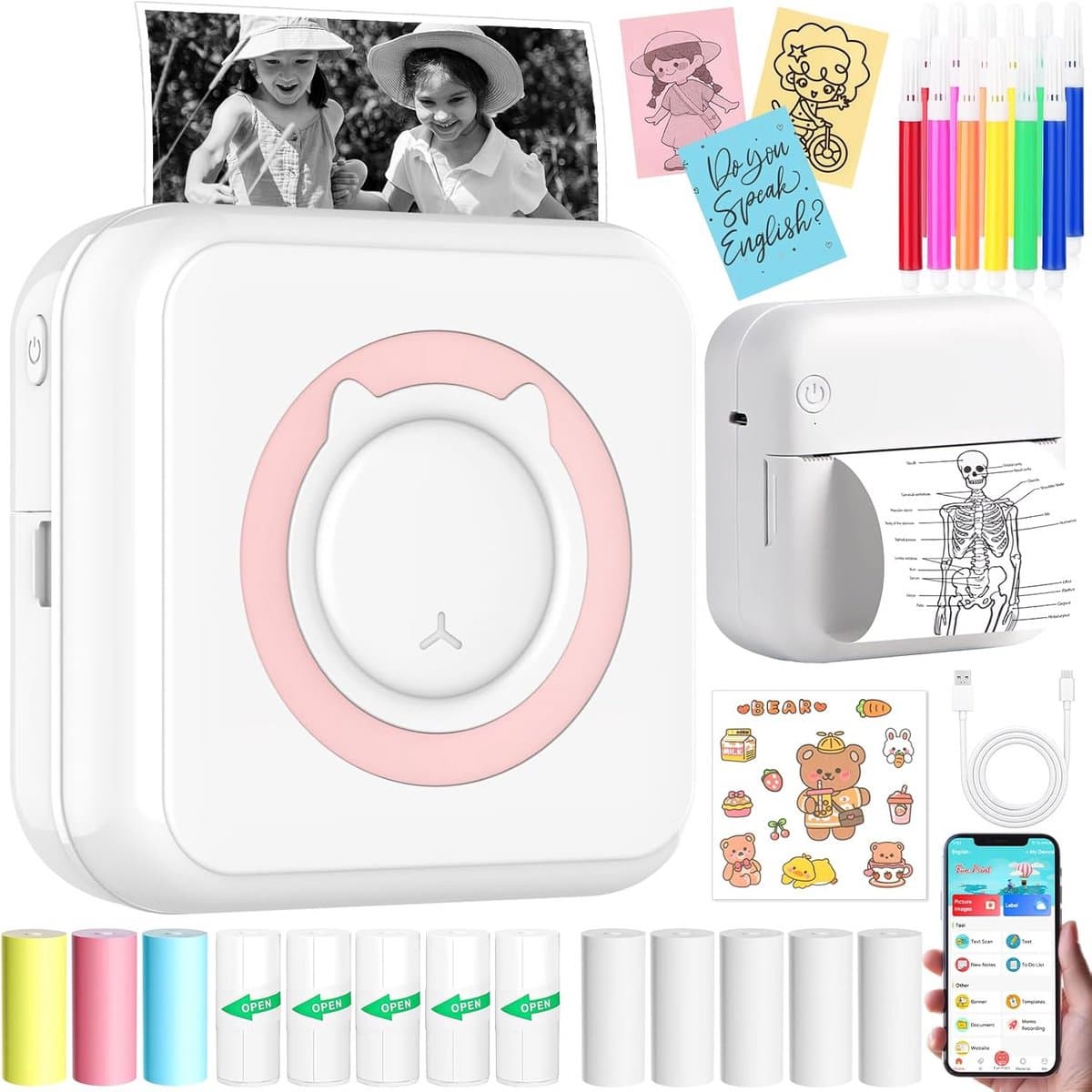 Draagbare Mini Fotoprinter - Thermisch Printen via Bluetooth voor Notities en Studiemateriaal