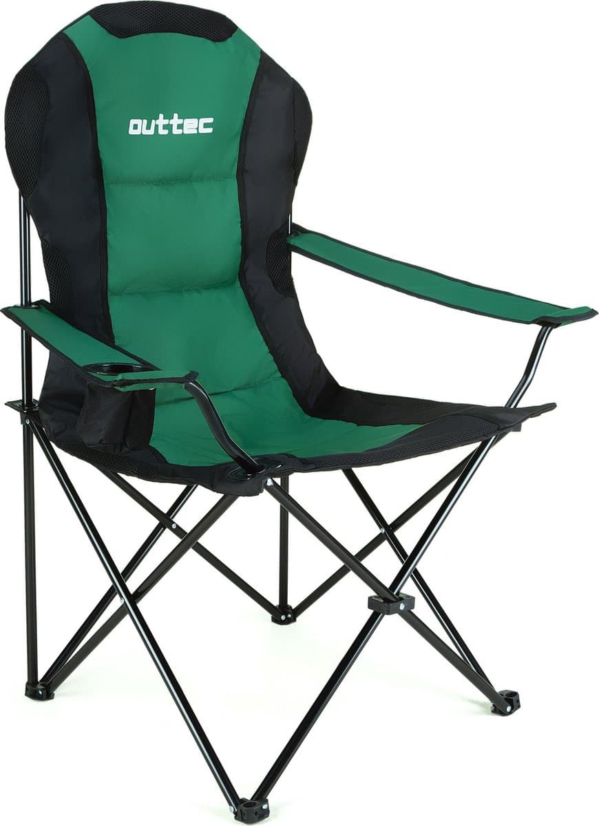Outtec® Campingstoel - tot 130kg - Bekerhouder & Draagtas - Visstoel, Vouwstoel, Vouwstoel, Tuinstoel, Lichte Campingstoel, Strandstoel