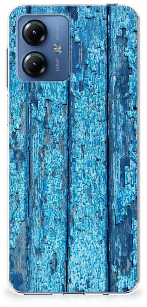 Motorola Moto G14 Bumper Hoesje Wood Blue