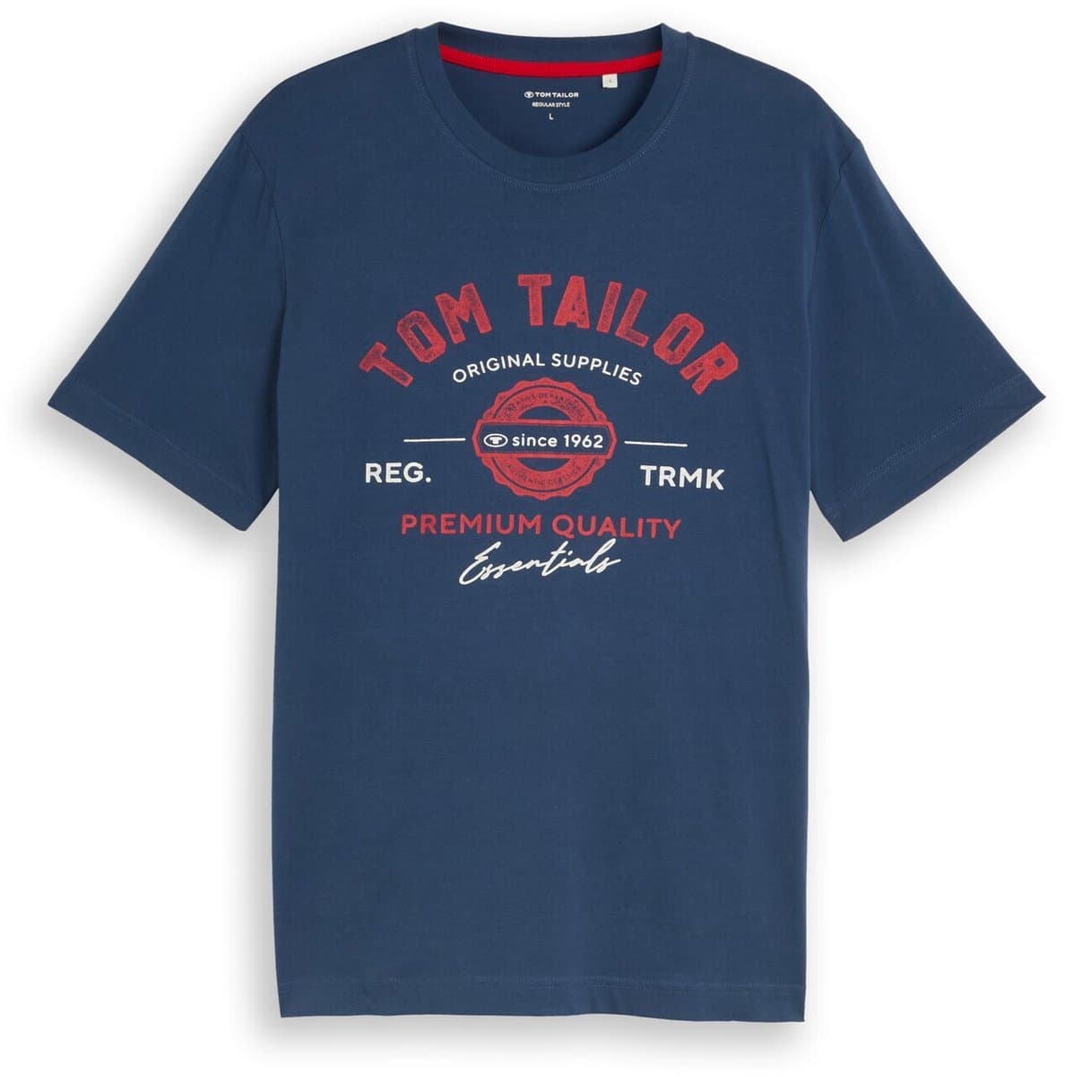 Tom Tailor - T-shirt met logoprint - Maat L - Dark Duck Blue