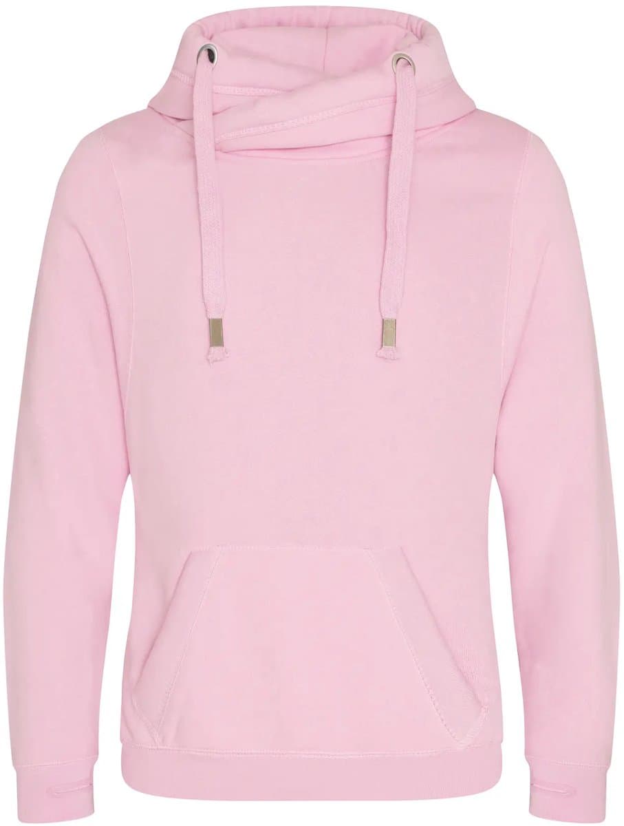 Just Hoods Cross Neck Hoodie JH021 - BABY PINK - XXL
