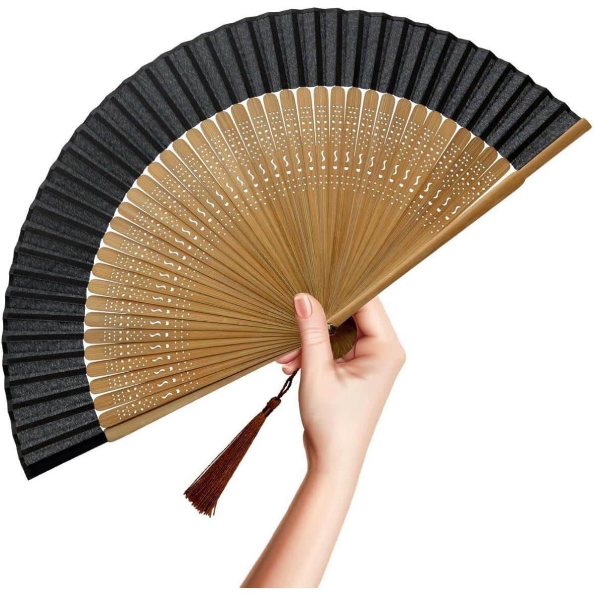 GELLDG Handventilator Vouwbaar - Chinese Stijl Handwaaier met Kwastje - 38x21cm - Geschikt voor Muziekfestival, Dans, Decoratie en Geschenk - Geen Opbergzak Inbegrepen