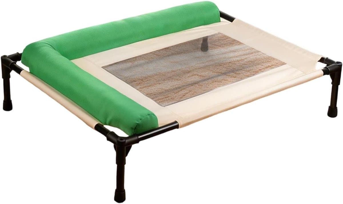 Verhoogd Huisdierbed - Koel Hondenplatform - Comfortabel Rusten - Ademend Mesh Gaas - 61x18x18 cm - Groen