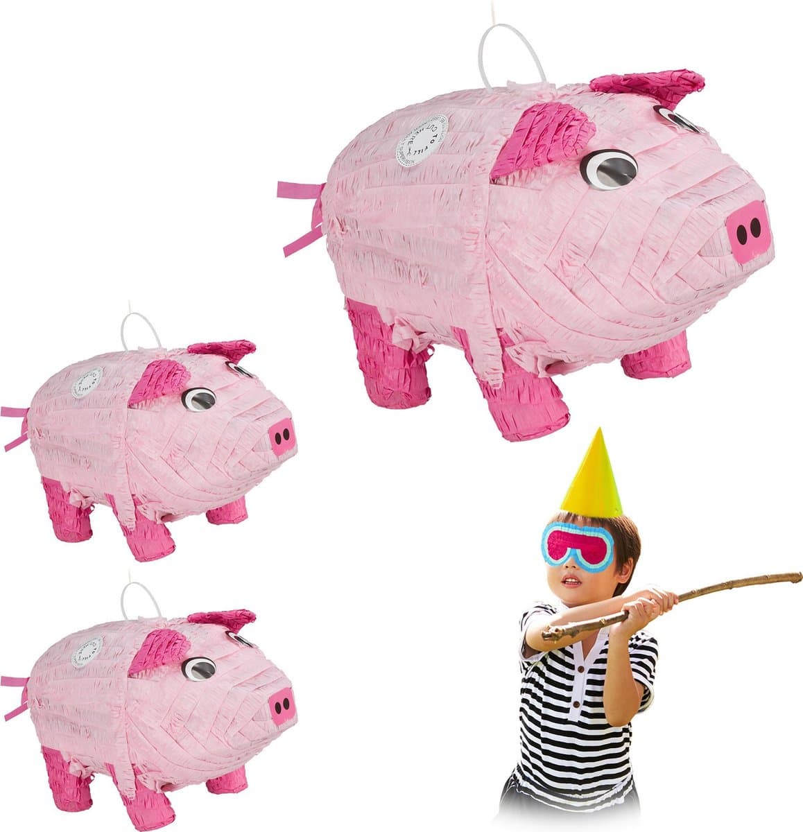 3x pinata varken - decoratie - feestversiering - varkentje - piñata - verjaardag