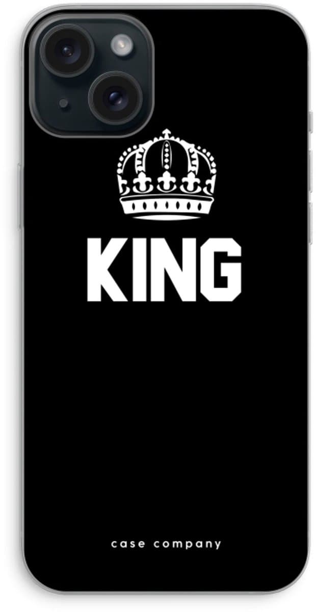 Case Company® - Hoesje geschikt voor iPhone 15 Plus hoesje - King zwart - Soft Cover Telefoonhoesje - Bescherming aan alle Kanten en Schermrand