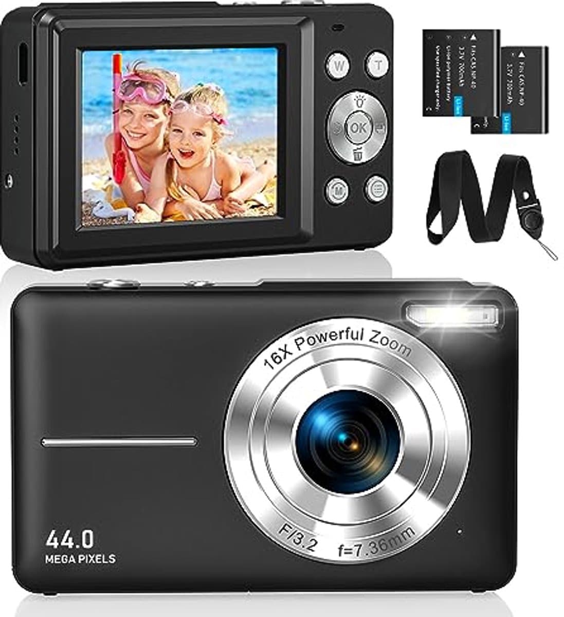 Compacte Digitale Camera 44MP met FHD 1080p en 16X Zoom - Geschikt voor Kinderen en Beginners