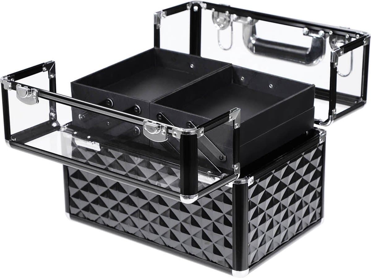 Make-up koffer - Cosmetica koffer - Met extra lade - Zwart transparant